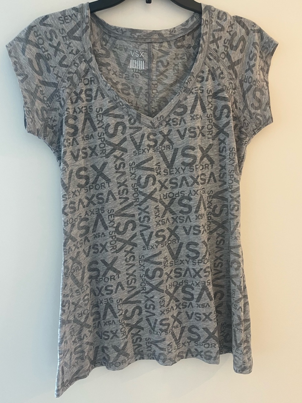 Victoria's Secret Gray VSX Sexy Sport Logo V-Neck Tee